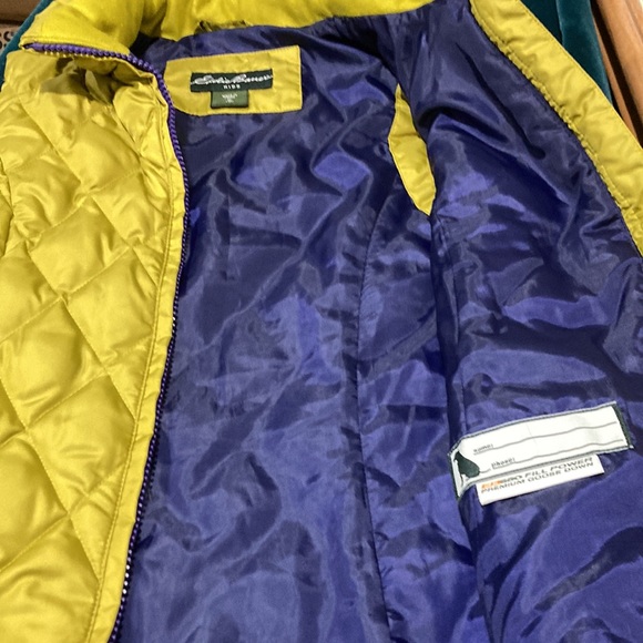 Like new Eddie Bauer girls size 10 down gold/purple vest. - Picture 2 of 4
